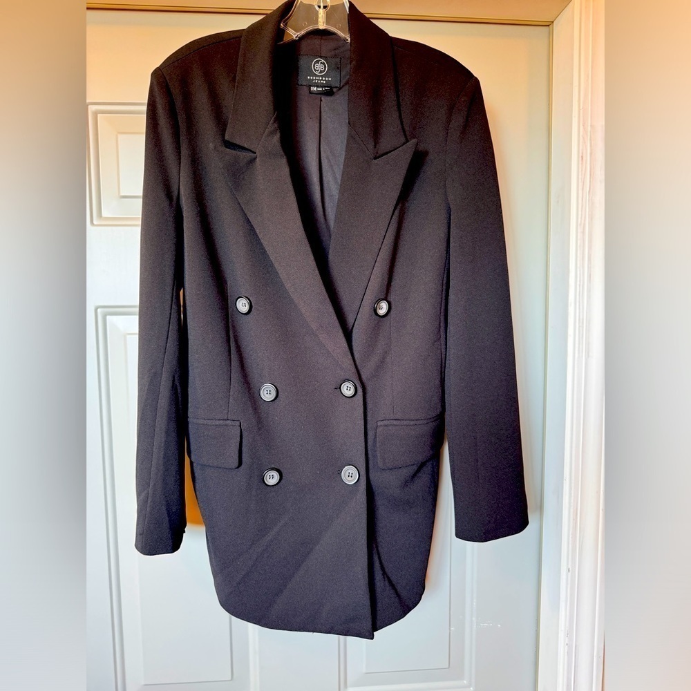 BoomBoom Jeans Black Double-Breasted Blazer Jacket Medium Career Office Chic